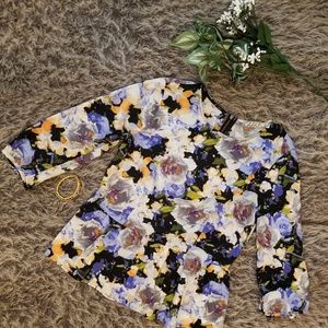 Chloe K Floral Print Peplum w/Zipper Back